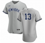 New York Yankees #13 Joey Gallo Men's Nike Gray Authentic Road MLB Jersey - No Name