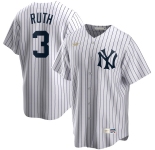 New York Yankees #3 Babe Ruth Nike Home Cooperstown Collection Player MLB Jersey White