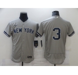 Nike Men's Majestic New York Yankees #3 Babe Ruth Grey Home Flexbase Authentic Collection MLB Jersey