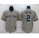 Nike Men's New York Yankees #2 Derek Jeter Authentic Grey Cool Base Baseball Jersey1