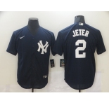 Nike Men's New York Yankees #2 Derek Jeter Authentic Navy Blue  Cool Base Baseball Jersey