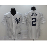Nike Men's New York Yankees #2 Derek Jeter Authentic White Name On Back Baseball Jersey