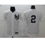 Nike Men's New York Yankees #2 Derek Jeter White Home Flex Base Authentic Collection Baseball Jersey