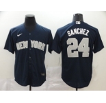 Nike Men's New York Yankees #24 Gary Sanchez Authentic Navy Blue  Cool Base Baseball Jersey