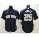 Nike Men's New York Yankees #25 Gleyber Torre Authentic Navy Blue  Cool Base Baseball Jersey