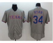Men Texas Rangers #34 Nolan Ryan Majestic grey Flexbase Authentic Collection Player Jersey