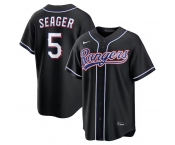 Men Texas Rangers #5 Corey Seager Fashion Replica Black Out Jersey