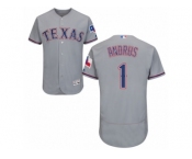 Men's Majestic Texas Rangers #1 Elvis Andrus Grey Flexbase Authentic Collection MLB Jersey