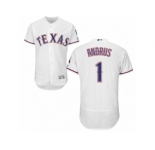 Men's Majestic Texas Rangers #1 Elvis Andrus White Flexbase Authentic Collection MLB Jersey