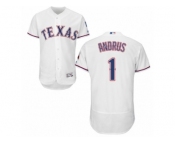 Men's Majestic Texas Rangers #1 Elvis Andrus White Flexbase Authentic Collection MLB Jersey