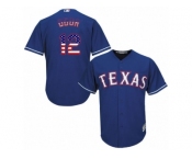 Men's Majestic Texas Rangers #12 Rougned Odor Replica Royal Blue USA Flag Fashion MLB Jersey