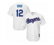 Men's Majestic Texas Rangers #12 Rougned Odor Replica White Cooperstown MLB Jersey