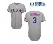 Men's Majestic Texas Rangers #3 Delino DeShields Replica Grey Road Cool Base MLB Jersey