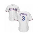 Men's Majestic Texas Rangers #3 Delino DeShields Replica White Home Cool Base MLB Jersey
