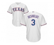 Men's Majestic Texas Rangers #3 Delino DeShields Replica White Home Cool Base MLB Jersey
