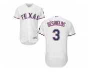 Men's Majestic Texas Rangers #3 Delino DeShields White Flexbase Authentic Collection MLB Jersey