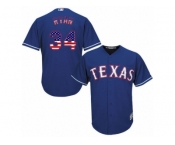 Men's Majestic Texas Rangers #34 Nolan Ryan Authentic Royal Blue USA Flag Fashion MLB Jersey