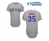 Men's Majestic Texas Rangers #35 Cole Hamels Authentic Grey Road Cool Base MLB Jersey