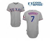 Men's Majestic Texas Rangers #7 Ivan Rodriguez Replica Grey Road Cool Base MLB Jersey
