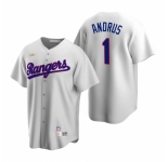 Men's Nike Texas Rangers #1 Elvis Andrus White Cooperstown Collection Home Stitched Baseball Jersey