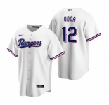 Men's Nike Texas Rangers #12 Rougned Odor White Home Stitched Baseball Jersey