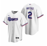 Men's Nike Texas Rangers #2 Jeff Mathis White Home Stitched Baseball Jersey
