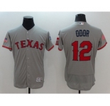 Men's Texas Rangers #12 Rougned Odor Gray Stars & Stripes 2016 Independence Day Flex Base Jersey