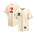Men's Texas Rangers #2 Marcus Semien Cream 2023 City Connect Cool Base Stitched Baseball Jersey