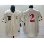 Men's Texas Rangers #2 Marcus Semien Number Cream 2023 City Connect Stitched Baseball Jersey
