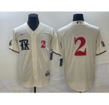 Men's Texas Rangers #2 Marcus Semien Number Cream 2023 City Connect Stitched Baseball Jerseys