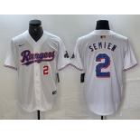 Men's Texas Rangers #2 Marcus Semien Number White 2023 World Series Champions Cool Base Jerseys