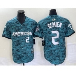 Men's Texas Rangers #2 Marcus Semien Teal 2023 All Star Stitched Baseball Jersey