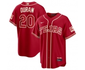 Men's Texas Rangers #20 Ezequiel Durán Red 2026 City Connect Stadium Stitched Baseball Jersey