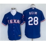 Men's Texas Rangers #28 Jonah Heim Royal With Patch Cool Base Stitched Jersey