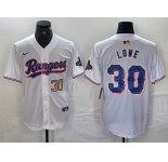 Men's Texas Rangers #30 Nathaniel Lowe Number White 2024 Gold Collection Limited Cool Base Jersey