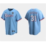 Men's Texas Rangers #31 Max Scherzer Blue 2023 World Series Stitched Baseball Jersey