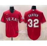 Men's Texas Rangers #32 Evan Carter Red Cool Base Stitched Baseball Jersey