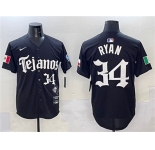 Men's Texas Rangers #34 Nolan Ryan Black Mexico 2025 Vapor Premier Limited Stitched Baseball Jersey
