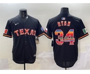 Men's Texas Rangers #34 Nolan Ryan Black Mexico Limited Stitched Baseball Jersey