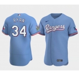 Men's Texas Rangers #34 Nolan Ryan Blue Flex Base Stitched Baseball Jersey