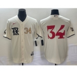 Men's Texas Rangers #34 Nolan Ryan Number Cream 2023 City Connect Stitched Baseball Jersey