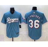 Men's Texas Rangers #36 Wyatt Langford Blue Limited Stitched Baseball Jersey