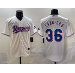Men's Texas Rangers #36 Wyatt Langford White Cool Base Stitched Baseball Jersey