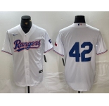 Men's Texas Rangers #42 Jackie Robinson White Cool Base Stitched Baseball Jersey
