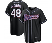 Men's Texas Rangers #48 Jacob Degrom 2026 Black Out Fashion Nike Jersey