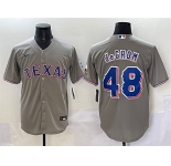 Men's Texas Rangers #48 Jacob deGrom Gray With Patch Cool Base Stitched Baseball Jersey