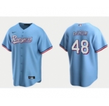 Men's Texas Rangers #48 Jacob deGrom Light Blue Cool Base Stitched Baseball Jersey