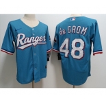 Men's Texas Rangers #48 Jacob deGrom Light Blue With Patch Cool Base Stitched Baseball Jersey