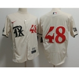 Men's Texas Rangers #48 Jacob deGrom Number Cream 2023 City Connect Flex Base Stitched Jersey