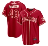 Men's Texas Rangers #48 Jacob deGrom Red 2026 City Connect Stadium Stitched Baseball Jersey